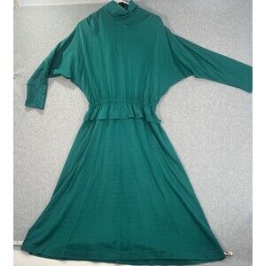 Design Group 80s Sweater Dress Green knit acrylic Wool vintage 9/10